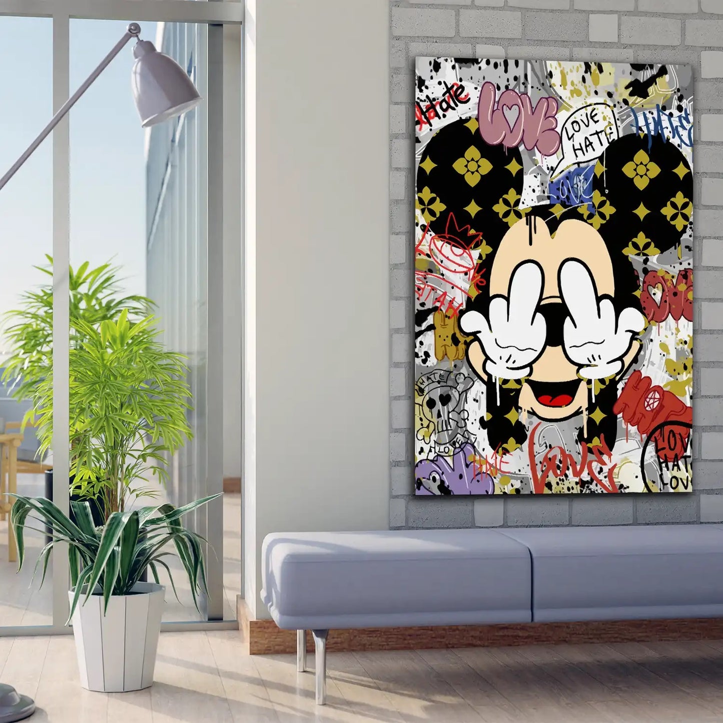 Mouse Pop Art Finger Street Art Wandbild Leinwandbild Kunstdruck XL Wanddeko