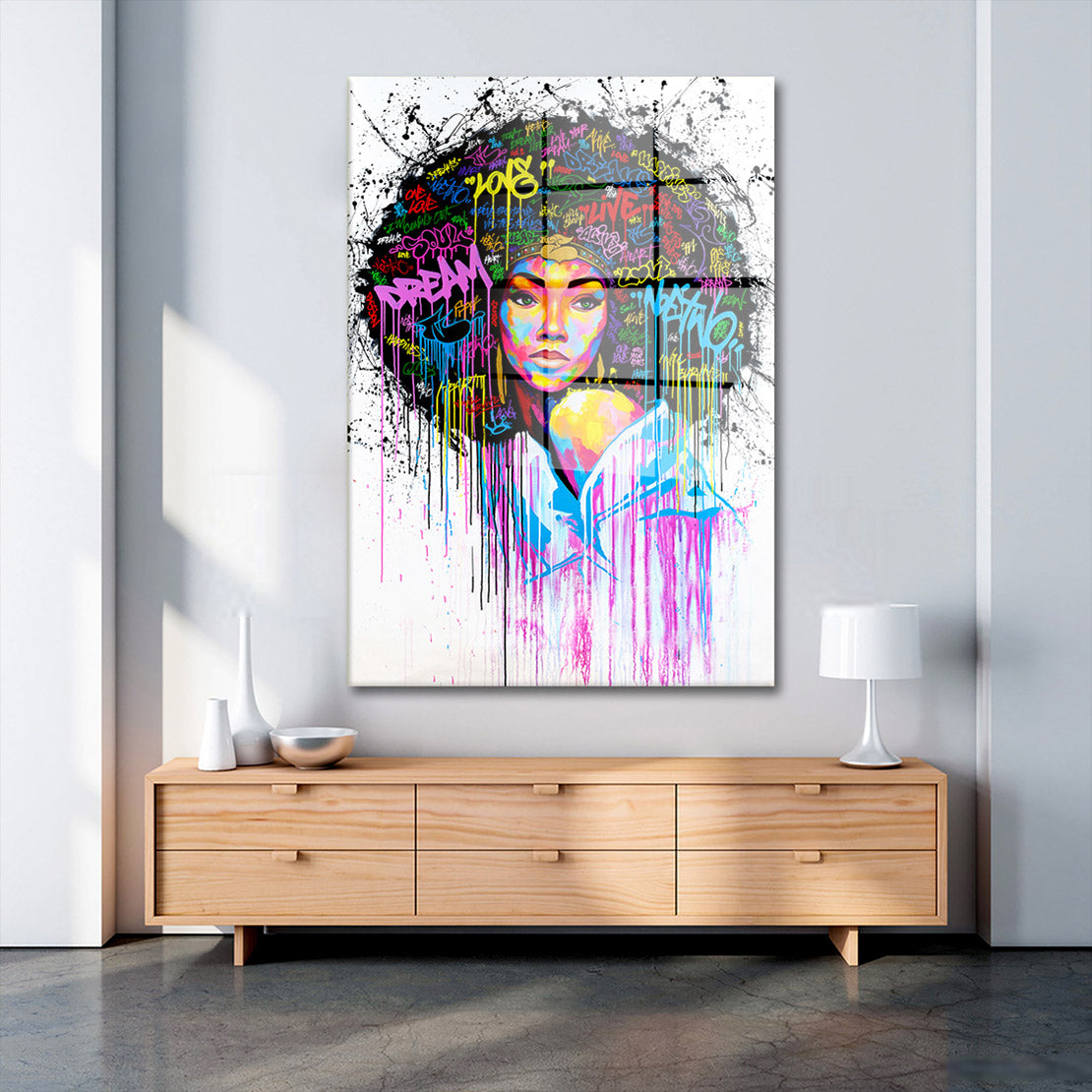 Afrikanische Frau Pop Art African Look Acrylglasbild Wandbild Bild Wanddeko XL