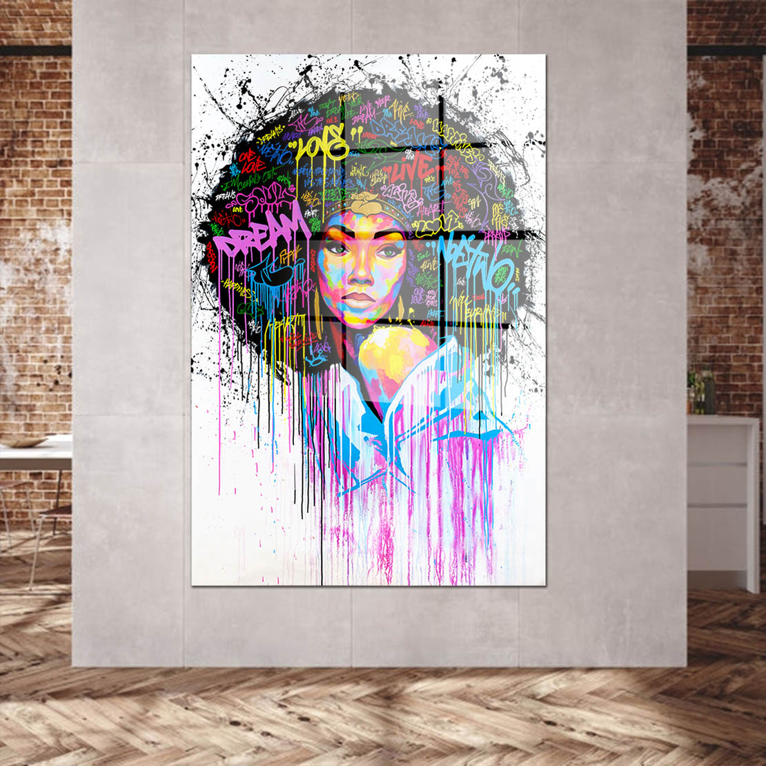 Afrikanische Frau Pop Art African Look Acrylglasbild Wandbild Bild Wanddeko XL