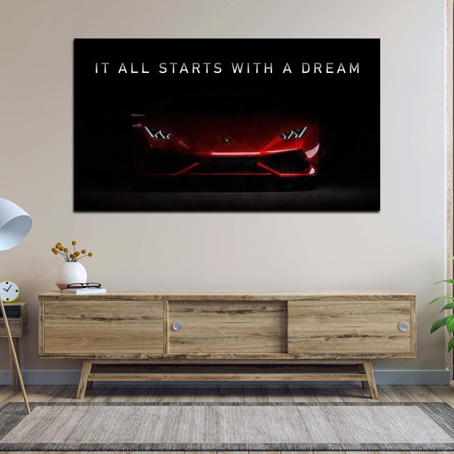 Abstrakt Motivation Sportwagen Leinwandbild Wandbild Kunstdruck XL Wanddeko