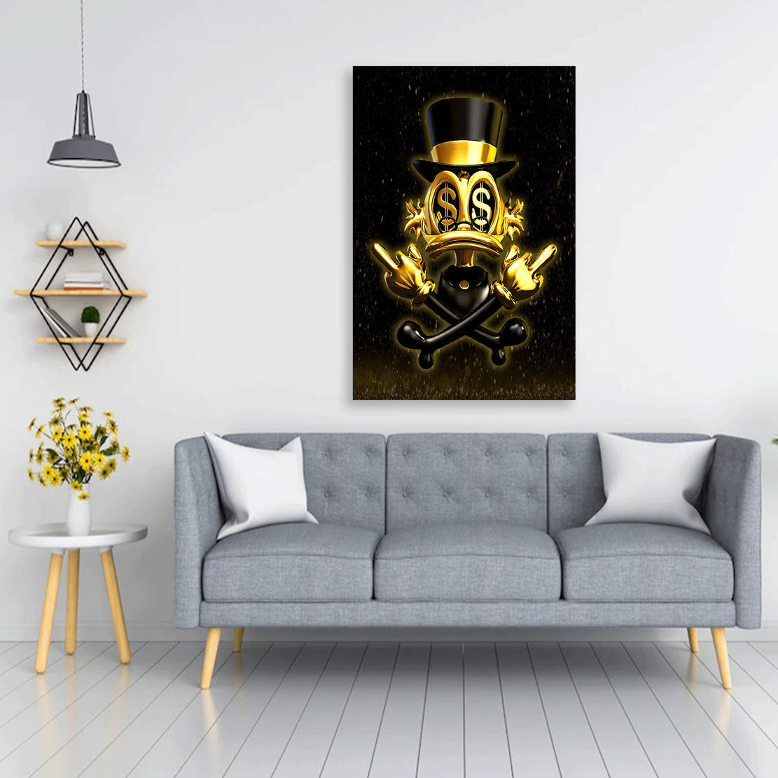 Duck Abstract Gold Finger Style Comic Wandbild Leinwandbild Kunstdruck XL Deko