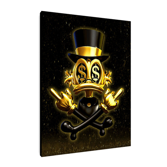 Duck Abstract Gold Finger Style Comic Wandbild Leinwandbild Kunstdruck XL Deko