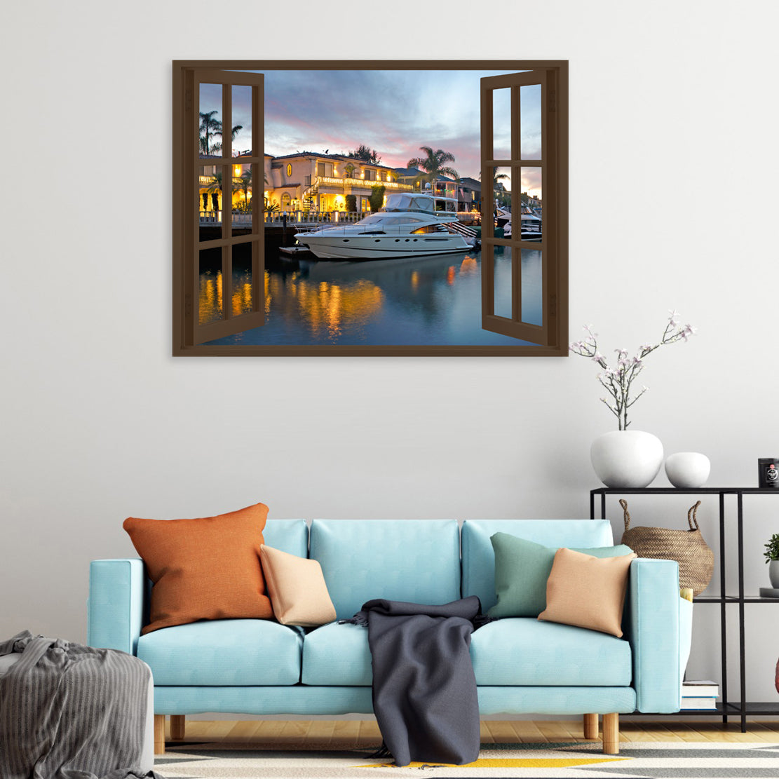 Fenster Motivation Florida View Style Wandbild Leinwandbild Kunstdruck XL Deko