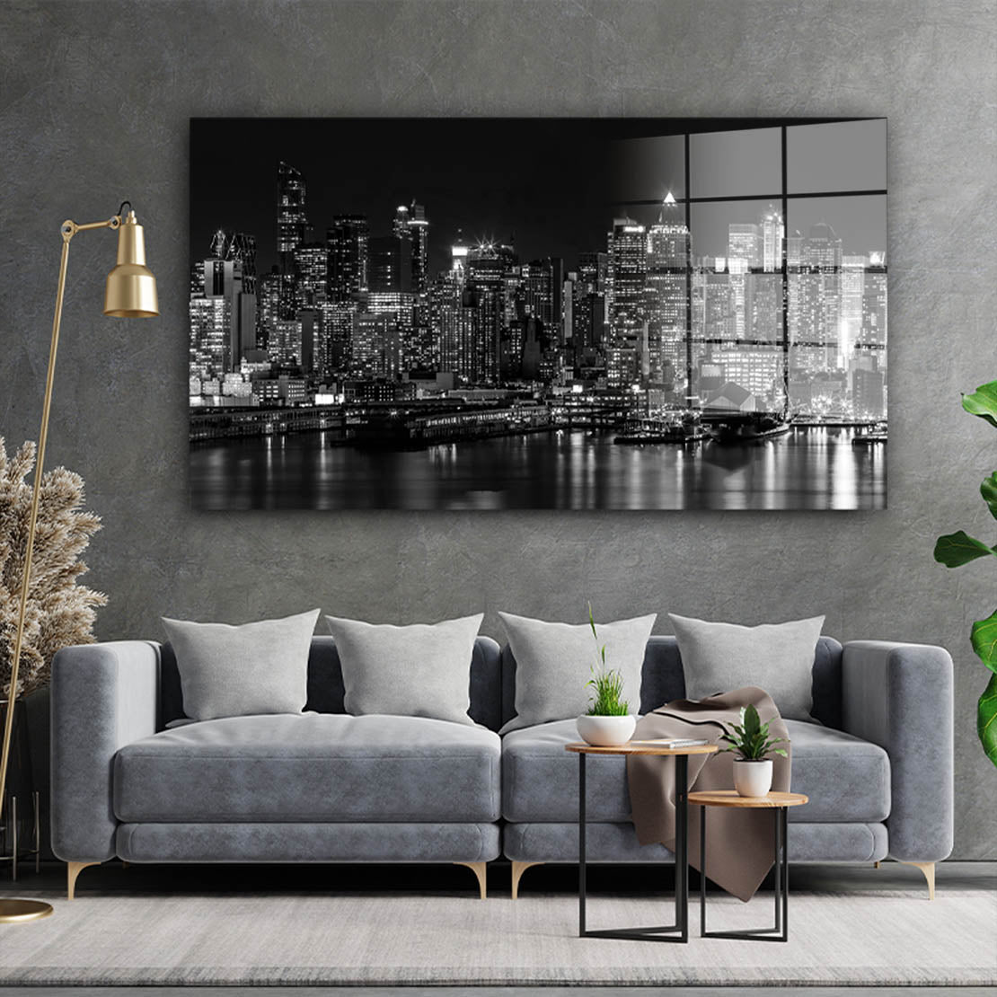 Schwarz weiss New York By Night Acrylglasbild Wandbild Bild Wanddeko Wohnzimmer XL