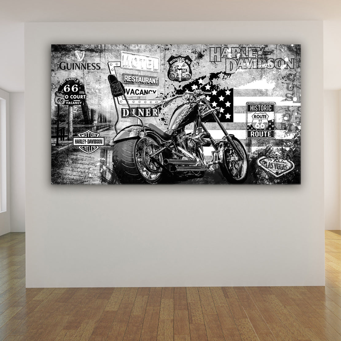 Chopper Motorrad Custom Bike Leinwandbild Wandbild Kunstdruck XL Deko
