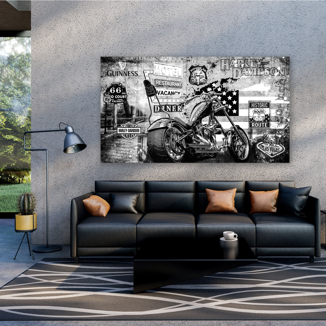 Chopper Motorrad Custom Bike Leinwandbild Wandbild Kunstdruck XL Deko
