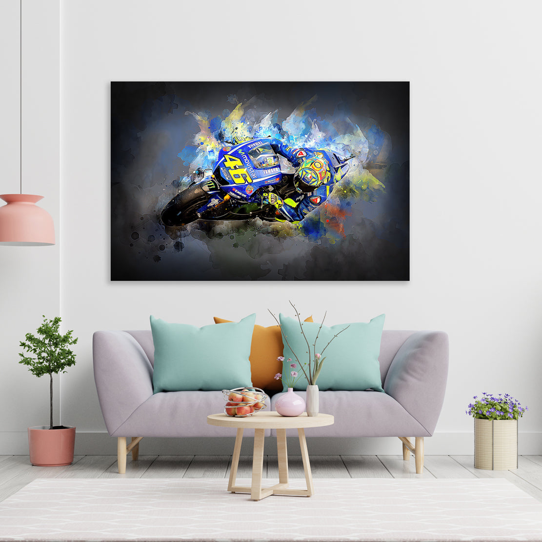 Motorrad Rennfahrer Black Wandbild Leinwandbild Kunstdruck XL Deko