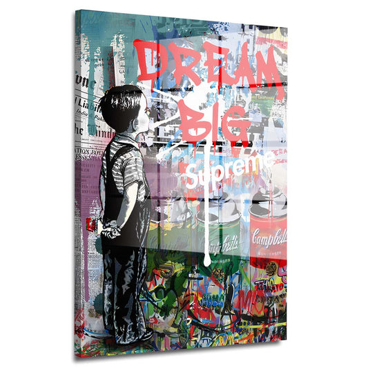 Pop Art Dream Big, Street Art Acrylglasbild Wandbild Bild Wanddeko Wohnzimmer XL