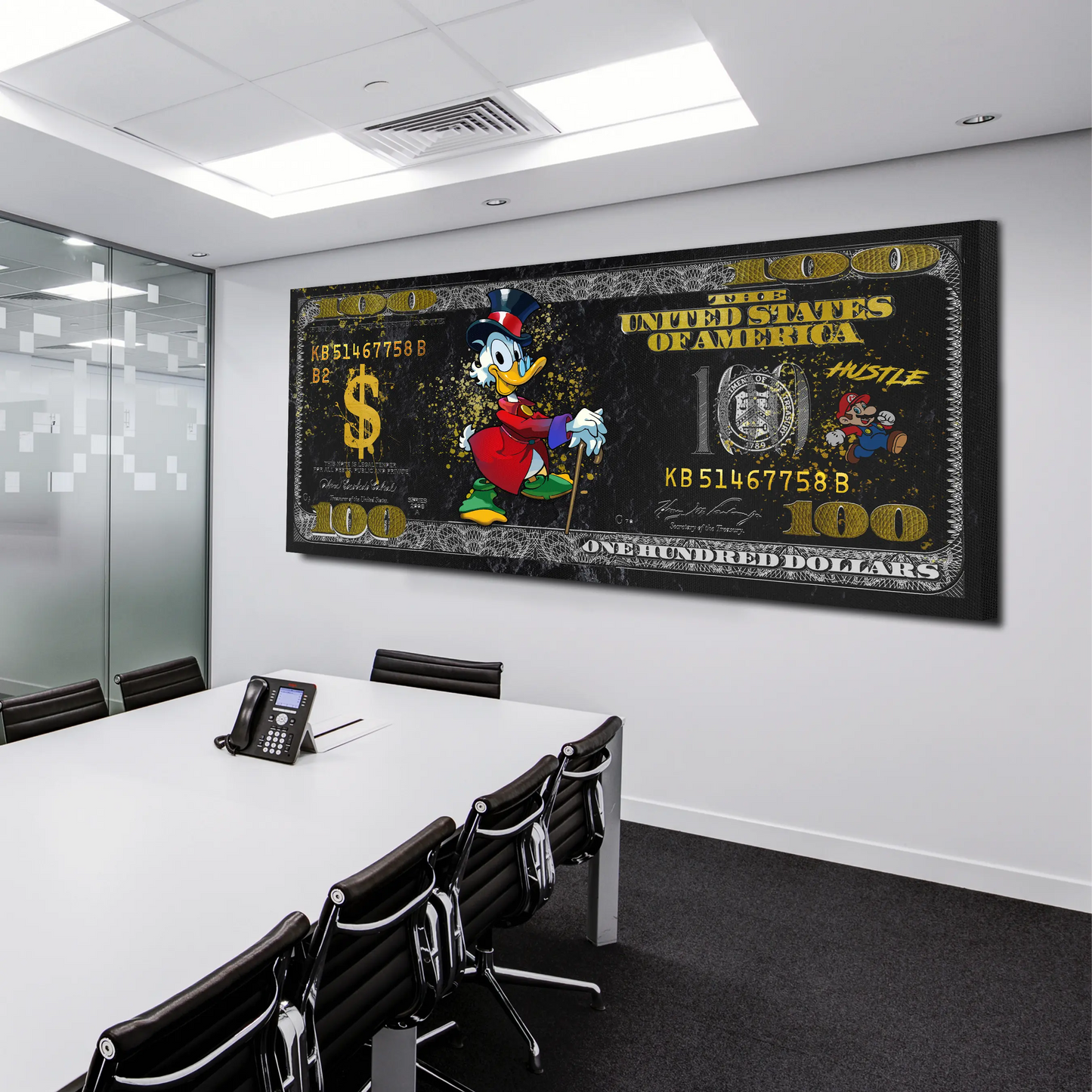 Rich Duck Pop Art Comic Geldschein Leinwandbild Wandbild Kunstdruck XL Wanddeko