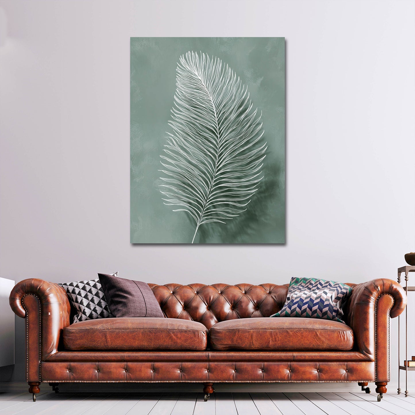 Naturmotiv Palmblatt minimalistisch Leinwandbild Wandbild Kunstdruck XL Deko