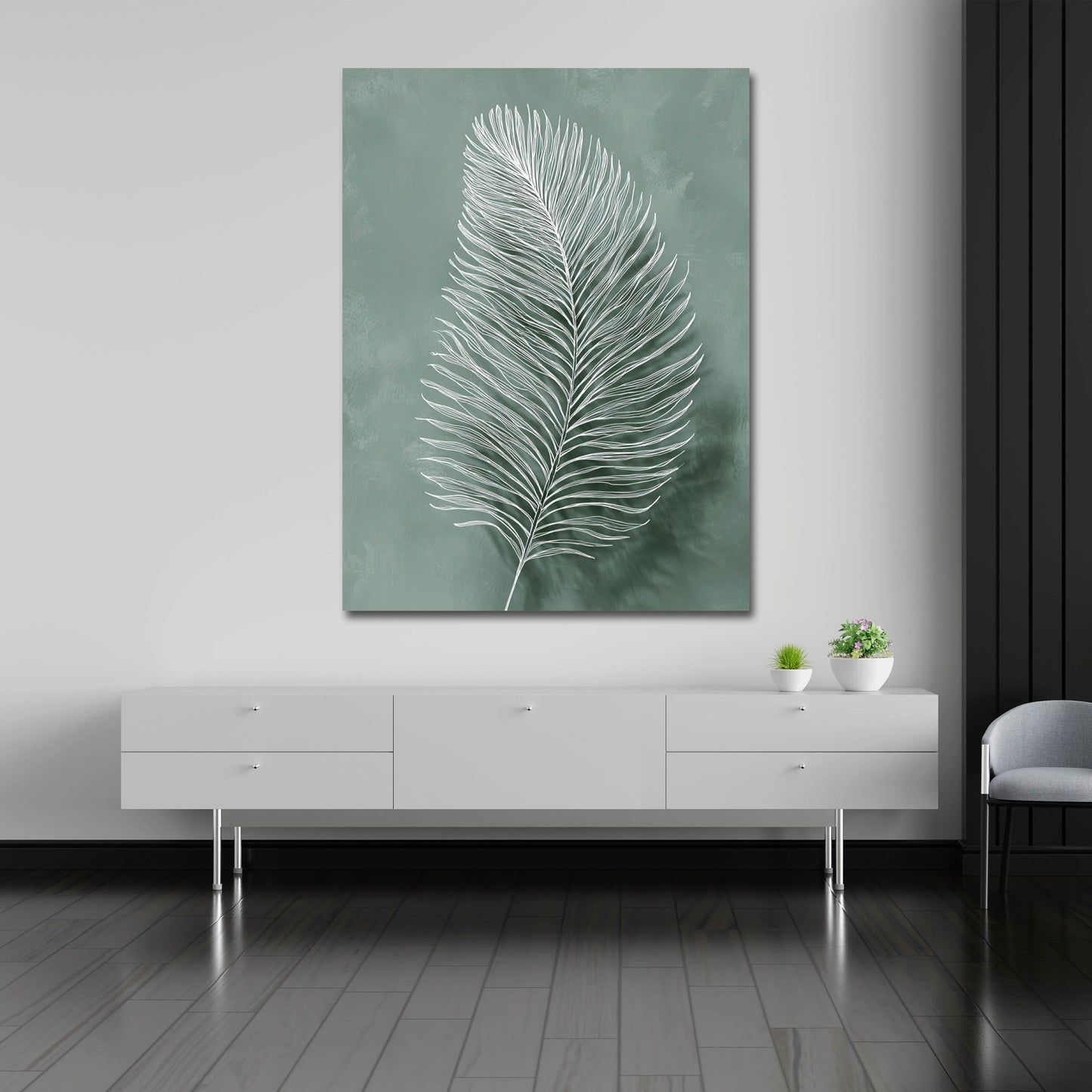 Naturmotiv Palmblatt minimalistisch Leinwandbild Wandbild Kunstdruck XL Deko