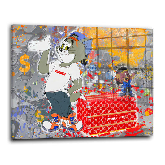 Pop Art Tom & Jerry Luxury Acrylglasbild Wandbild Bild Wanddeko Wohnzimmer XL