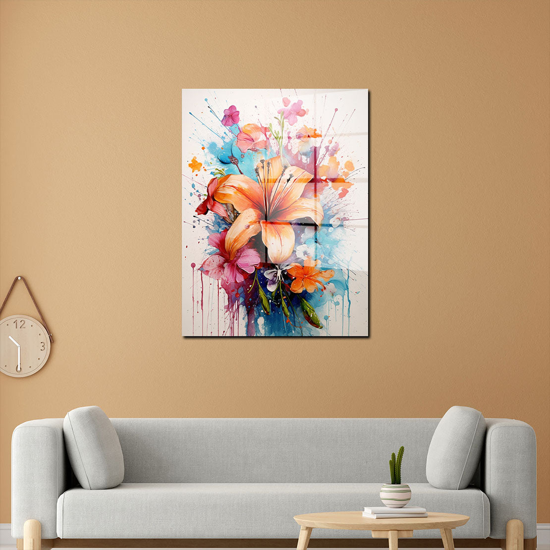 Blumen Abstract Splash Acrylglasbild Wandbild Bild Wanddeko Wohnzimmer XL