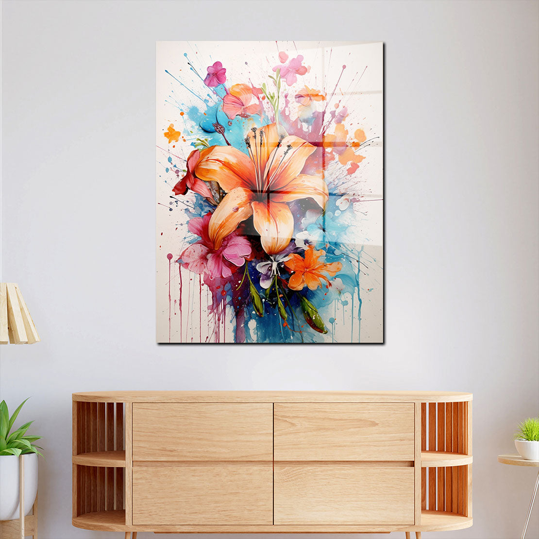 Blumen Abstract Splash Acrylglasbild Wandbild Bild Wanddeko Wohnzimmer XL