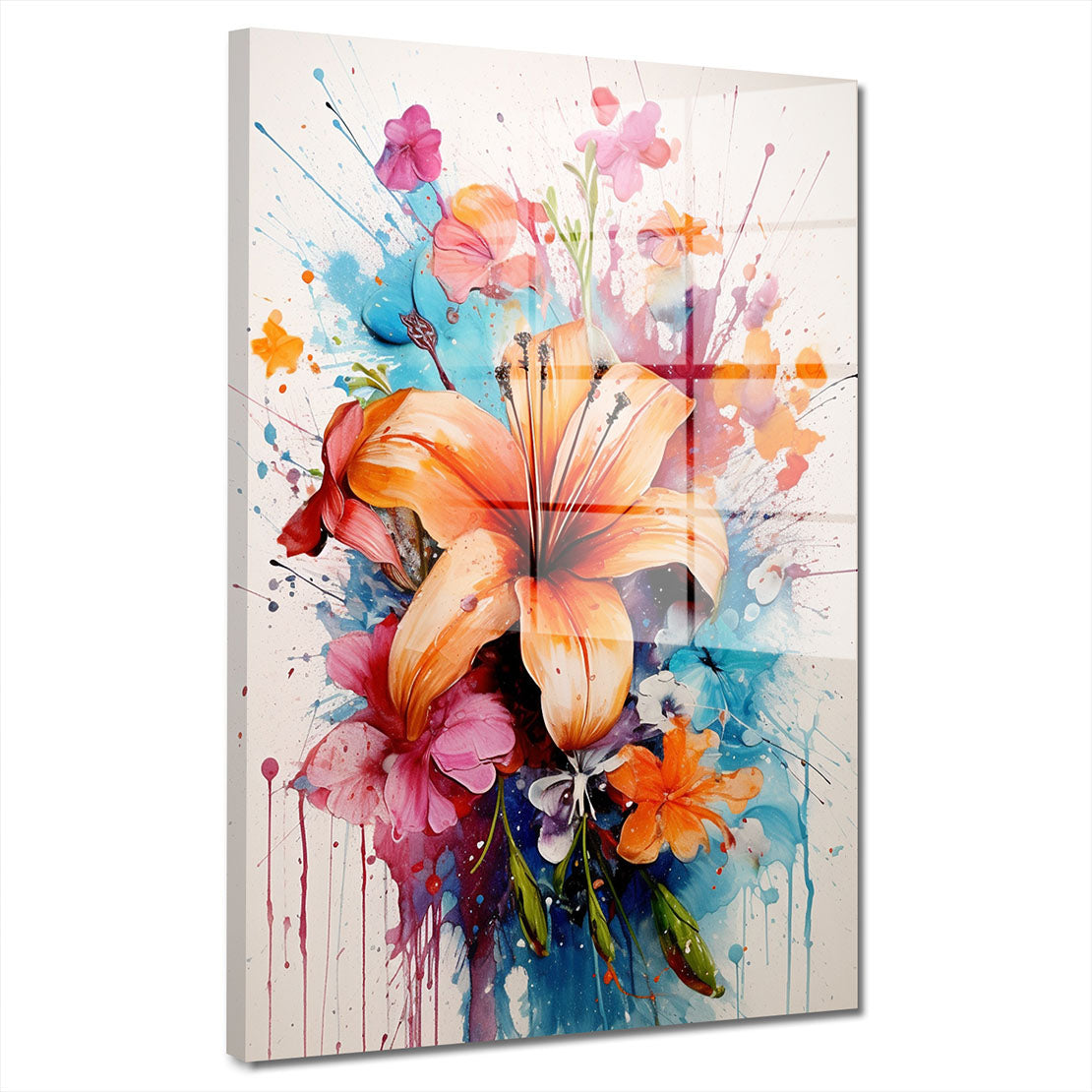 Blumen Abstract Splash Acrylglasbild Wandbild Bild Wanddeko Wohnzimmer XL