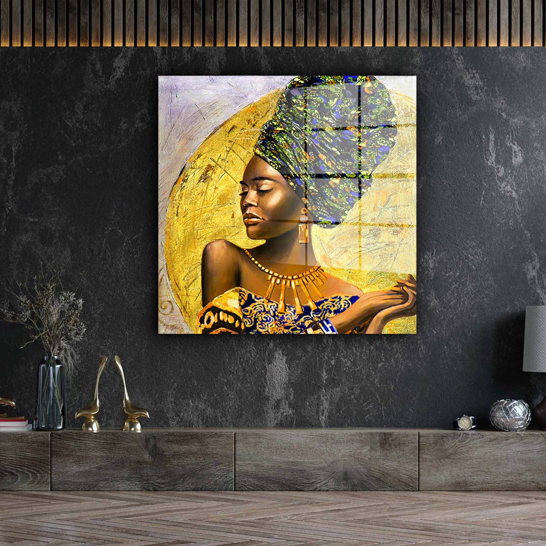 Wunderschöne afrikanische Frau Acrylglasbild Wandbild Bild Wanddeko XL