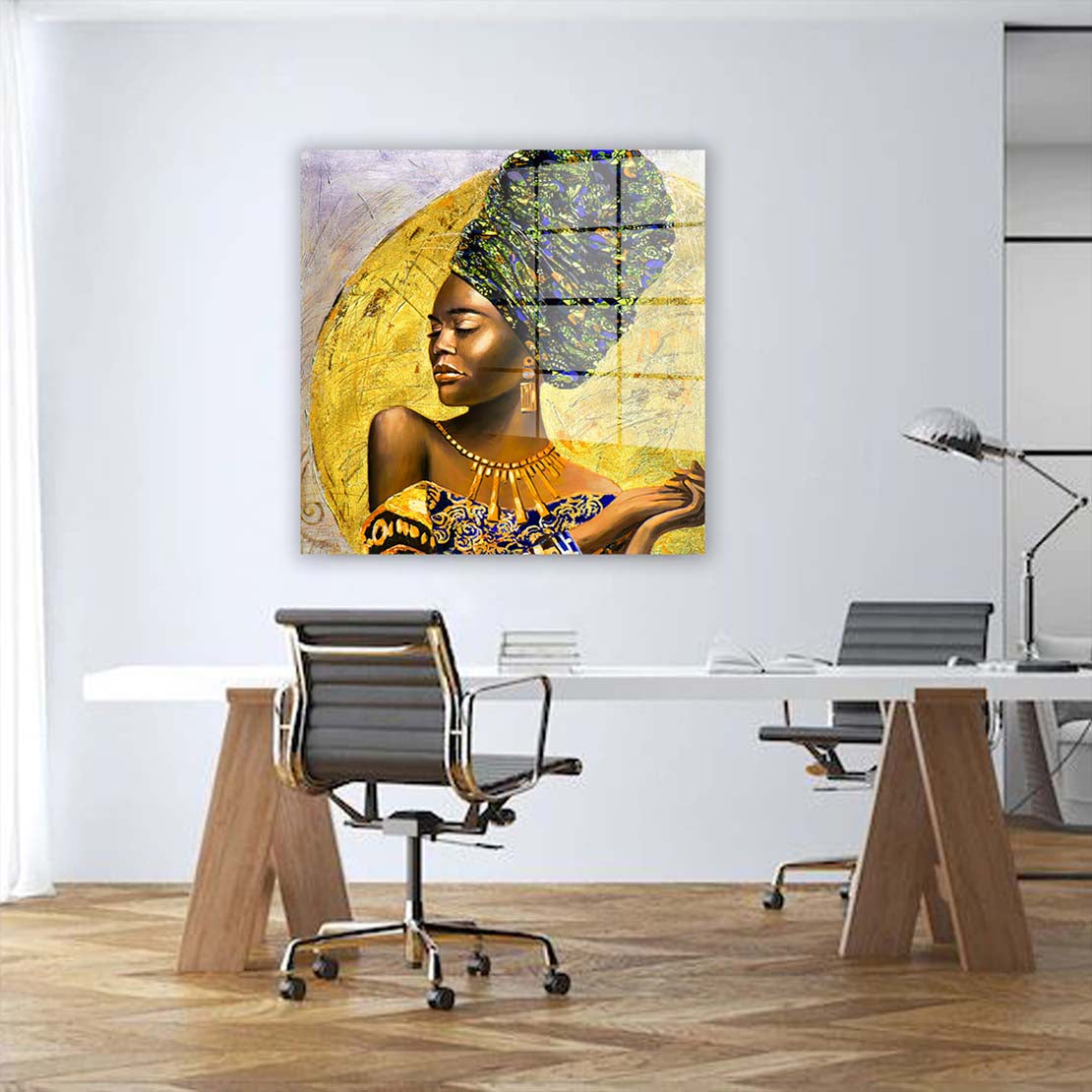 Wunderschöne afrikanische Frau Acrylglasbild Wandbild Bild Wanddeko XL