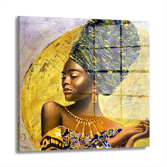 Wunderschöne afrikanische Frau Acrylglasbild Wandbild Bild Wanddeko XL