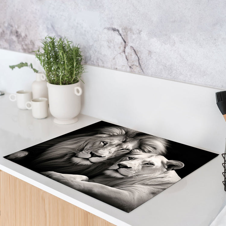 Schwarz-Weiß Design – stilvolle Vinyl-Herdabdeckplatten