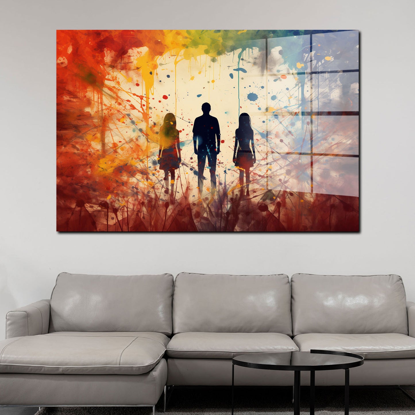 3 Schatten Colour Splatter Acrylglasbild Wandbild Bild Wanddeko Wohnzimmer XL