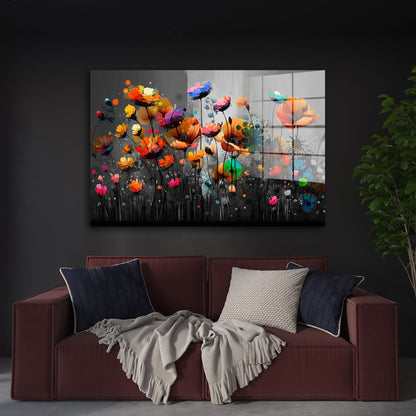 Abstrakt Blumen Colour Acrylglasbild Wandbild Bild Wanddeko Wohnzimmer XL
