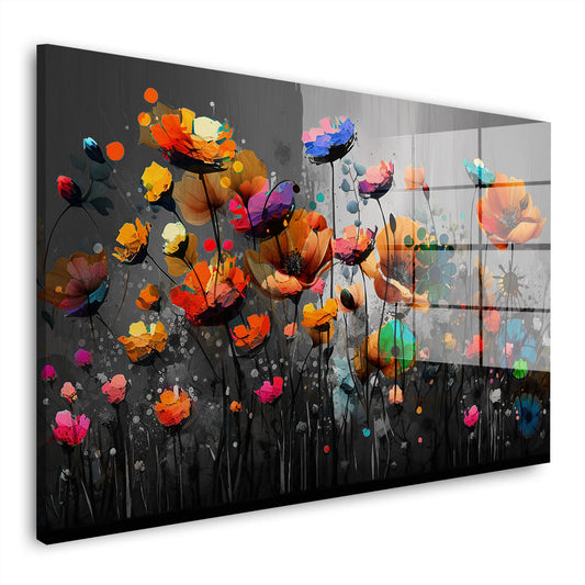 Abstrakt Blumen Colour Acrylglasbild Wandbild Bild Wanddeko Wohnzimmer XL