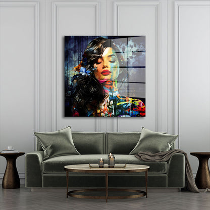 Abstrakt Frau Graffiti Acrylglasbild Wandbild Bild Wanddeko Wohnzimmer XL