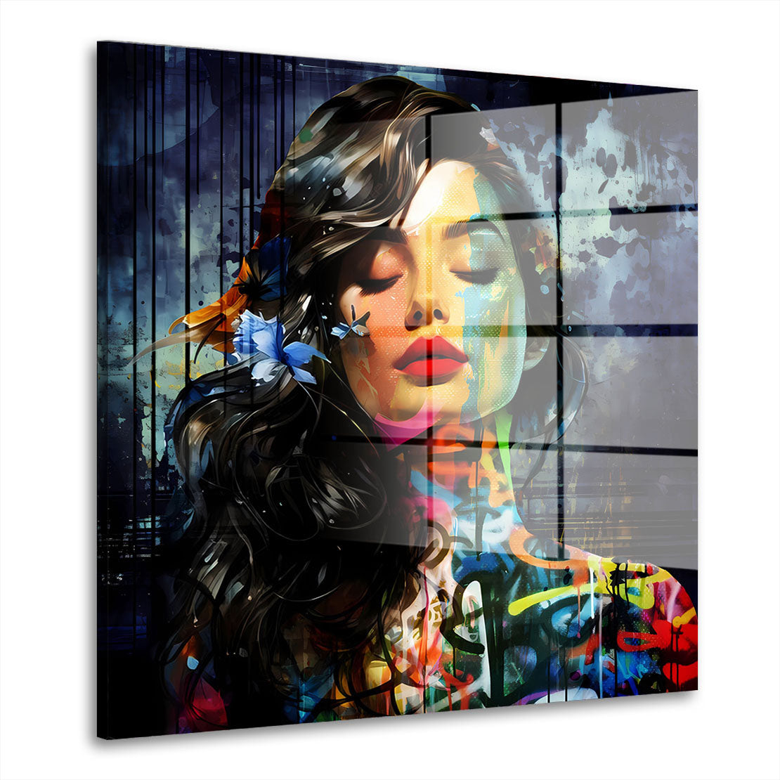 Abstrakt Frau Graffiti Acrylglasbild Wandbild Bild Wanddeko Wohnzimmer XL