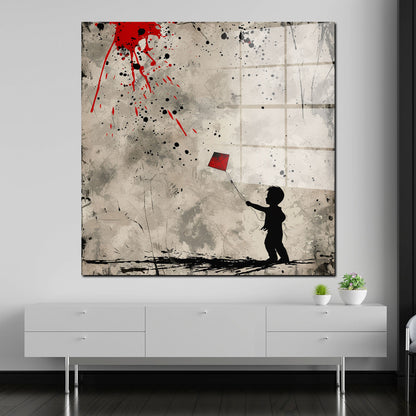 Abstrakt Kind mit Drachen Street Art Acrylglasbild Wandbild Bild Wanddeko Wohnzimmer XL