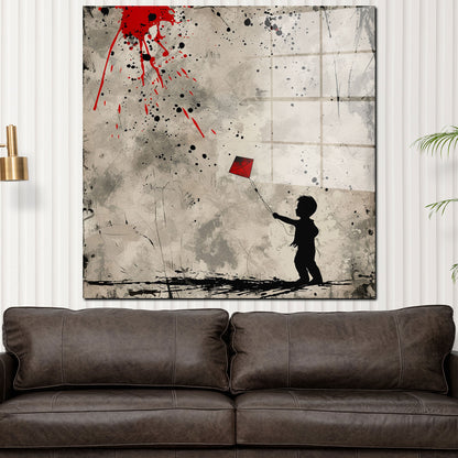 Abstrakt Kind mit Drachen Street Art Acrylglasbild Wandbild Bild Wanddeko Wohnzimmer XL