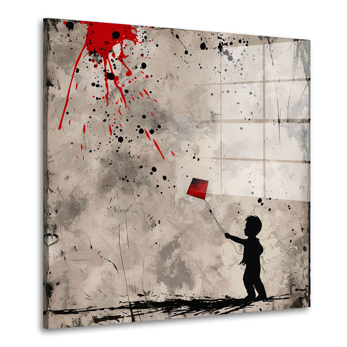 Abstrakt Kind mit Drachen Street Art Acrylglasbild Wandbild Bild Wanddeko Wohnzimmer XL