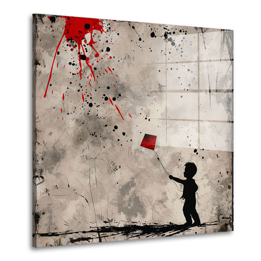 Abstrakt Kind mit Drachen Street Art Acrylglasbild Wandbild Bild Wanddeko Wohnzimmer XL