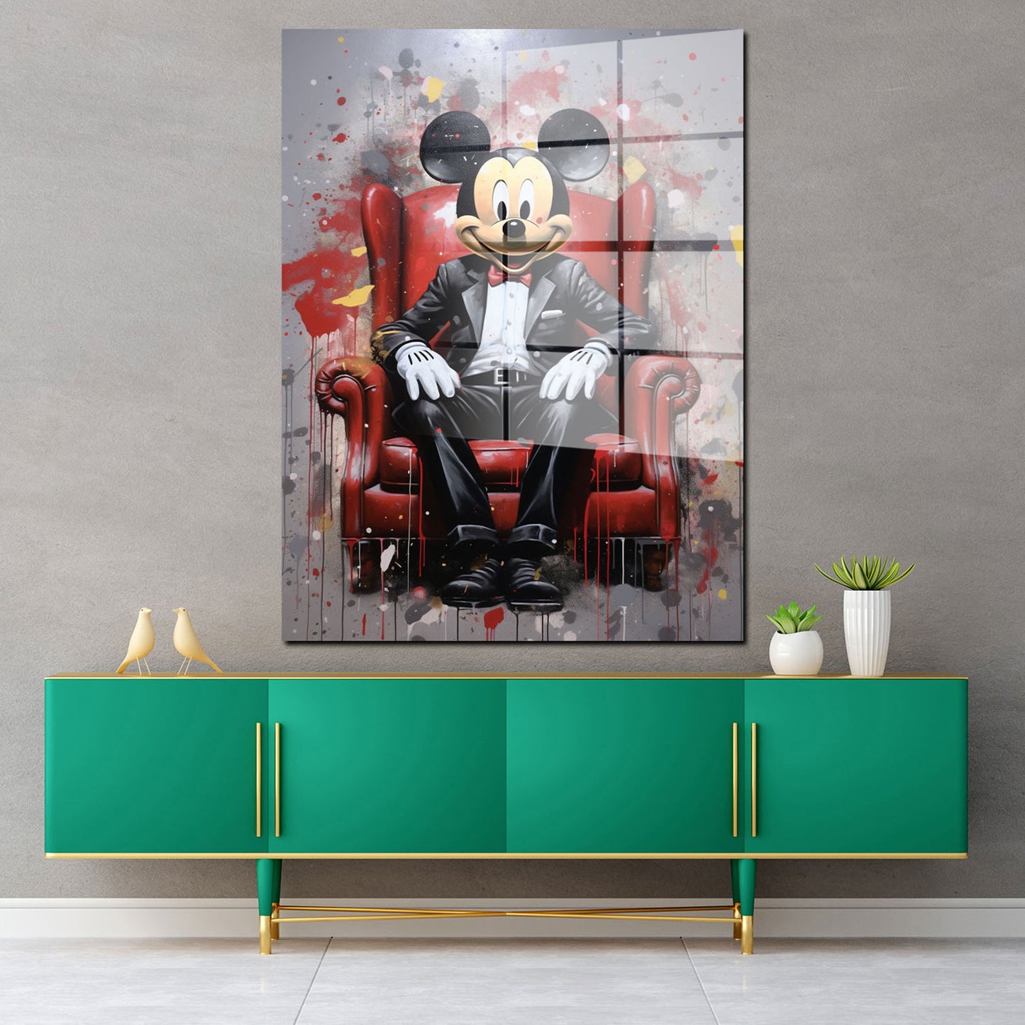 Abstrakt Maus im Anzug Acrylglasbild Wandbild Bild Wanddeko Wohnzimmer XL