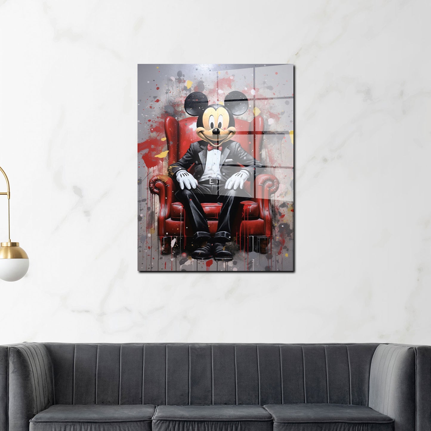 Abstrakt Maus im Anzug Acrylglasbild Wandbild Bild Wanddeko Wohnzimmer XL