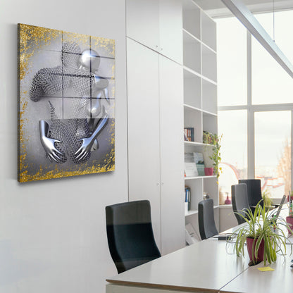 Abstrakt Metallfigur Love Metallic Körper Acrylglasbild Wandbild Bild Wanddeko XL