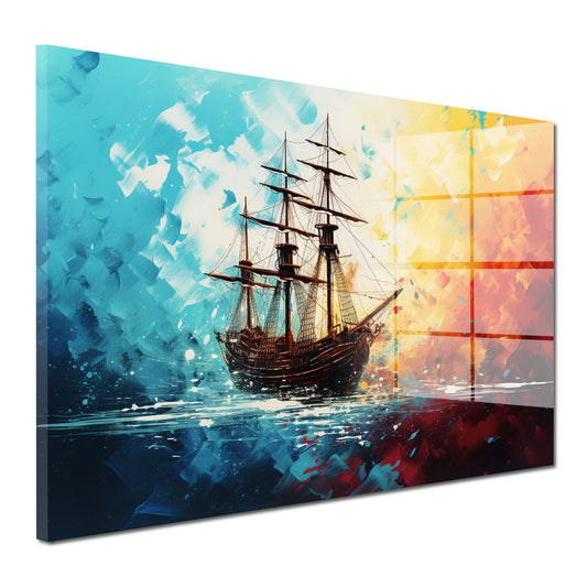Abstrakt Segelschiff Acrylglasbild Wandbild Bild Wanddeko Wohnzimmer XL