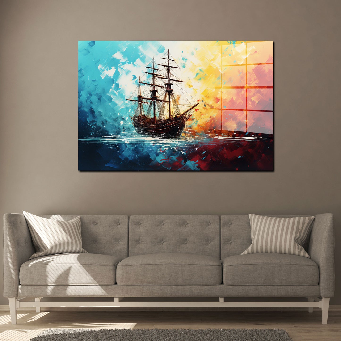 Abstrakt Segelschiff Acrylglasbild Wandbild Bild Wanddeko Wohnzimmer XL
