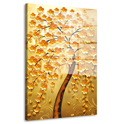 Abstrakt goldener Baum Acrylglasbild Wandbild Bild Wanddeko Wohnzimmer XL