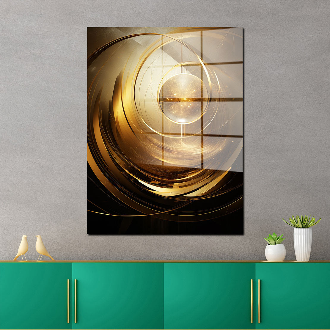Abstrakte Kunst Gold Acrylglasbild Wandbild Bild Wanddeko Wohnzimmer XL