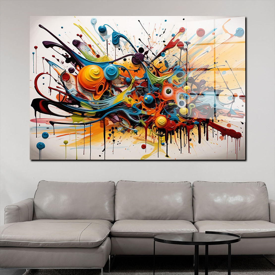 Abstrakte Kunst bunt mit Farben Acrylglasbild Wandbild Bild Wanddeko Wohnzimmer XL