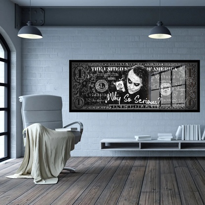 Joker Acrylglas Wandbild Dollar Pop Art Bild Wanddeko Wohnzimmer schwarz weiss