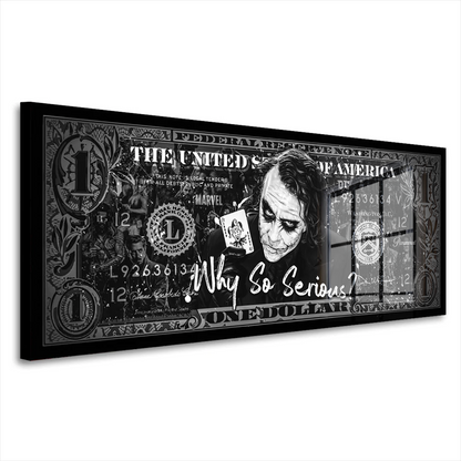 Joker Acrylglas Wandbild Dollar Pop Art Bild Wanddeko Wohnzimmer schwarz weiss