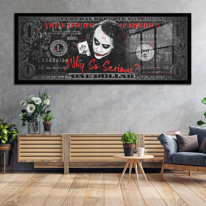 Joker Dollar Zitat Acrylglasbild Wandbild Bild Wanddeko Wohnzimmer XL Pop Art Comic
