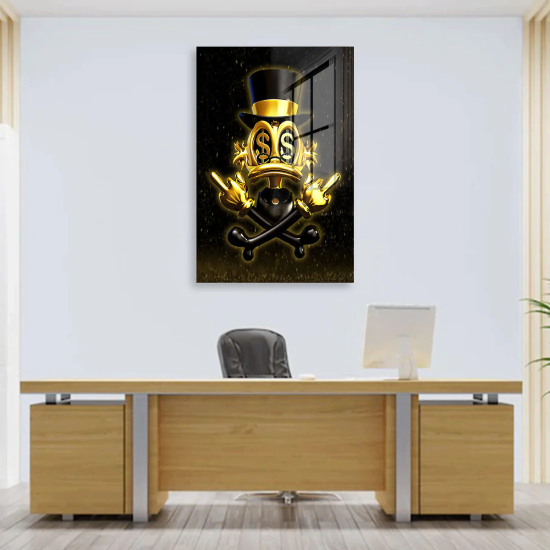 Duck abstrakt Gold Finger Acrylglasbild Wandbild Bild Wanddeko Wohnzimmer XL