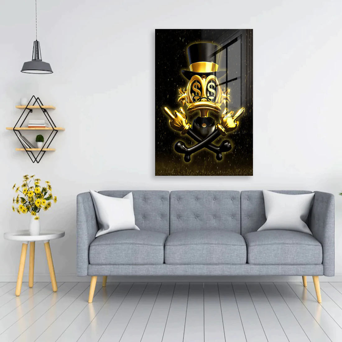 Duck abstrakt Gold Finger Acrylglasbild Wandbild Bild Wanddeko Wohnzimmer XL