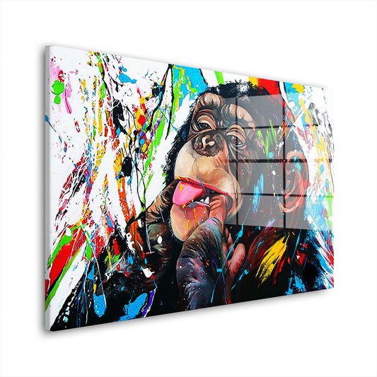 Affe Pop Art Colour Acrylglasbild Wandbild Bild Wanddeko Wohnzimmer XL
