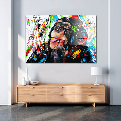 Affe Pop Art Colour Acrylglasbild Wandbild Bild Wanddeko Wohnzimmer XL