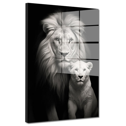Afrika 2 Löwen frontal Acrylglasbild Wandbild Bild Wanddeko Wohnzimmer XL
