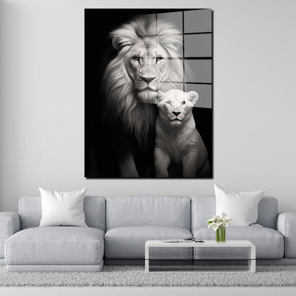 Afrika 2 Löwen frontal Acrylglasbild Wandbild Bild Wanddeko Wohnzimmer XL