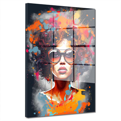 Afrikanische Frau mit Locken Acrylglasbild Wandbild Bild Wanddeko XL